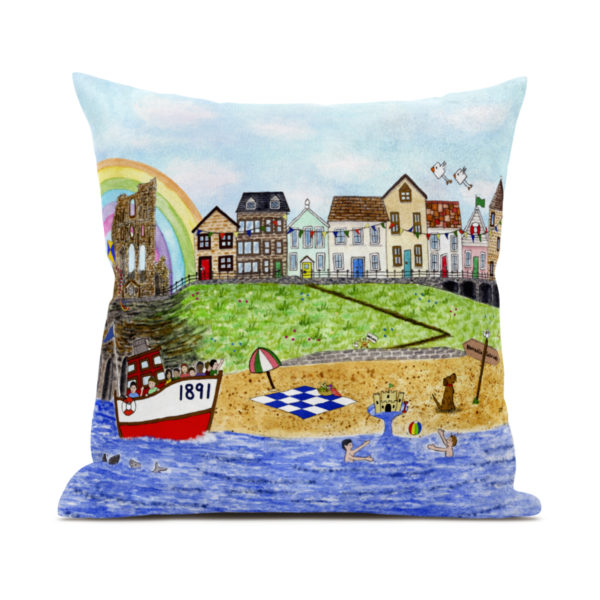 Cushion featuring Tynemouth Design by Zoe Emma Scott
